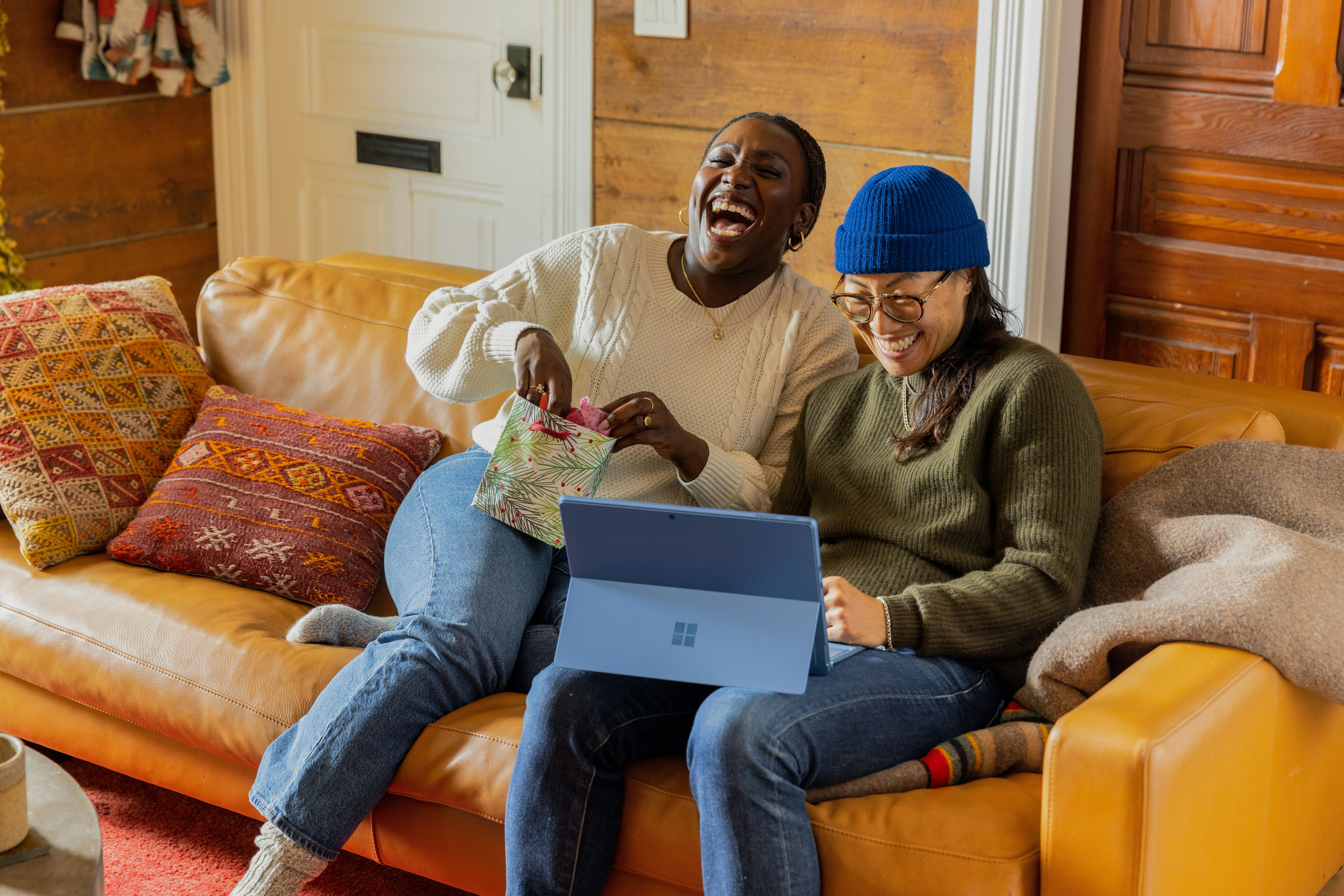 Two women shopping online.