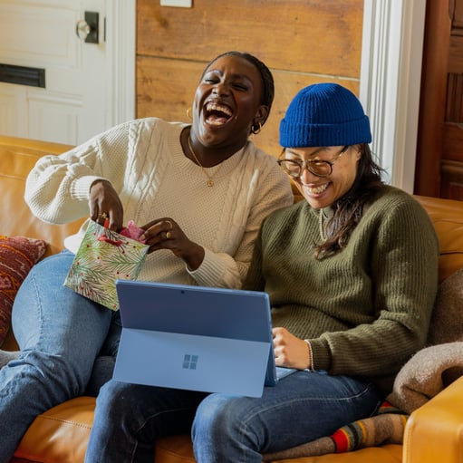 Two women doing shopping online.